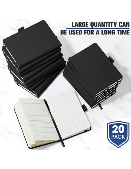 20 Cuadernos de Bolsillo A6 Laumoi Tapa Dura Negro 100gsm