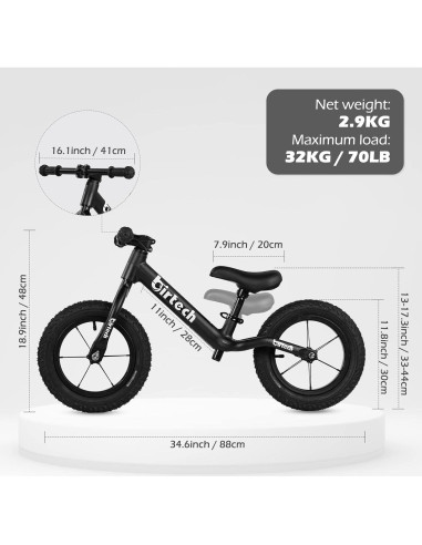 Bicicleta de Equilibrio Birtech KB043 12" Niños 2-5 Años