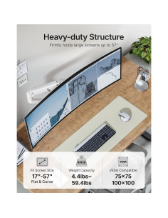 Brazo de Monitor Ajustable monTEK MA1001WH para Pantallas 17-57" 2