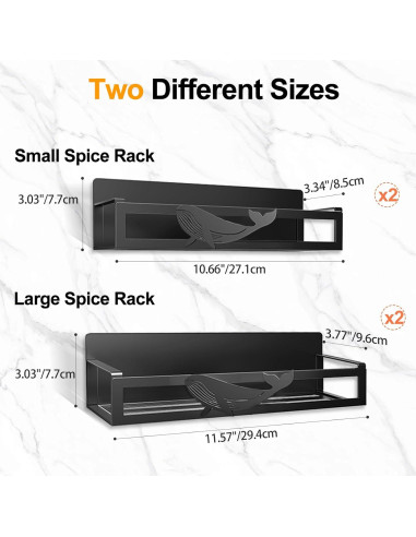 Estante Magnético AURIKAR para Especias - Paquete de 4, Negro