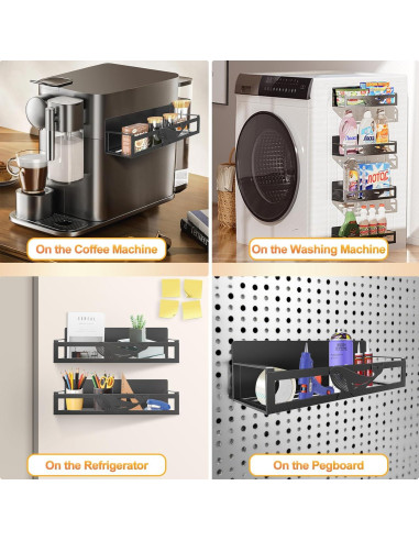 Estante Magnético AURIKAR para Especias - Paquete de 4, Negro