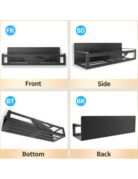 Estante Magnético AURIKAR para Especias - Paquete de 4, Negro