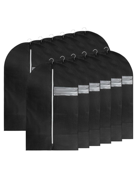 Paquete de 12 bolsas para ropa Wutfuooo 101.6x60.96cm Negro