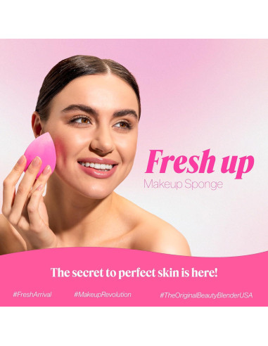 Esponja de Maquillaje Fresh Up Rosa - Vegana, Sin Látex, Reutilizable