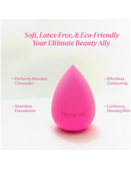 Esponja de Maquillaje Fresh Up Rosa - Vegana, Sin Látex, Reutilizable