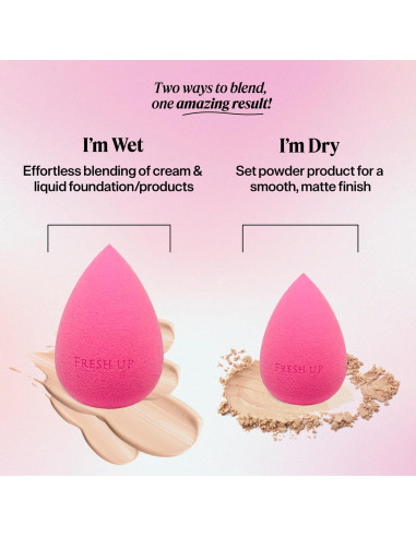 Esponja de Maquillaje Fresh Up Rosa - Vegana, Sin Látex, Reutilizable