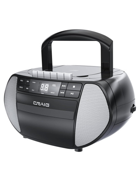 Boombox portátil Craig CD6951-SL con radio AM/FM y casetes