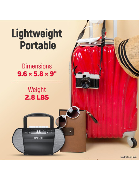 Boombox portátil Craig CD6951-SL con radio AM/FM y casetes