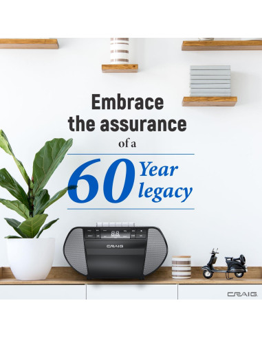 Boombox portátil Craig CD6951-SL con radio AM/FM y casetes