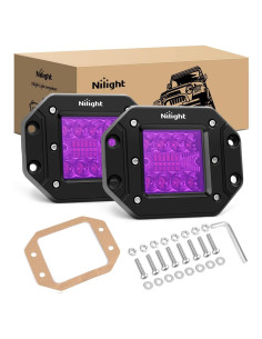Nilight Pods LED Empotrados 42W Púrpura 2 Pcs Combo Beam