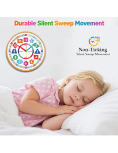 Reloj de Pared Silencioso AIRUIFU 20.32 cm Colorido para Niños 2