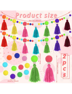 Guirnalda de Borlas Arcoíris Janinka 2 Pcs 4 Metros Decoración 2