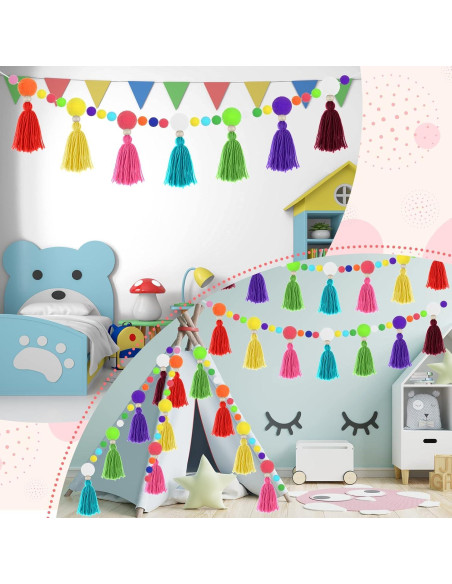 Guirnalda de Borlas Arcoíris Janinka 2 Pcs 4 Metros Decoración