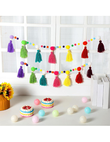 Guirnalda de Borlas Arcoíris Janinka 2 Pcs 4 Metros Decoración