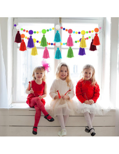 Guirnalda de Borlas Arcoíris Janinka 2 Pcs 4 Metros Decoración