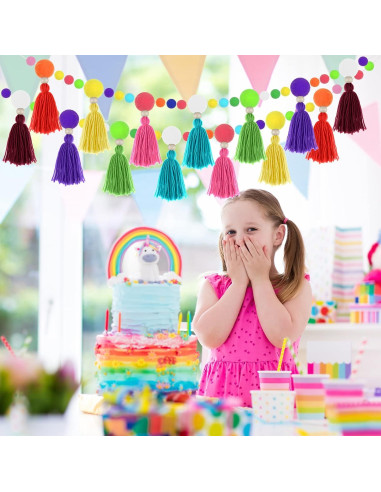 Guirnalda de Borlas Arcoíris Janinka 2 Pcs 4 Metros Decoración