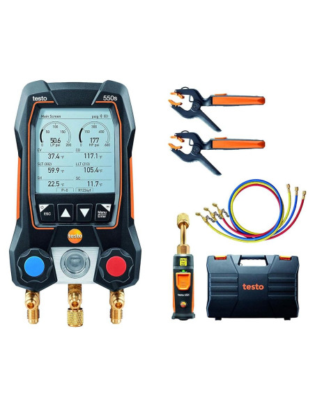 Kit de Manómetros Digitales Testo 550s con 2 Termómetros y 3 Mangueras