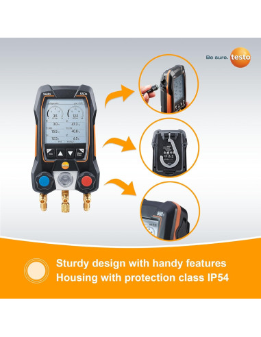 Kit de Manómetros Digitales Testo 550s con 2 Termómetros y 3 Mangueras