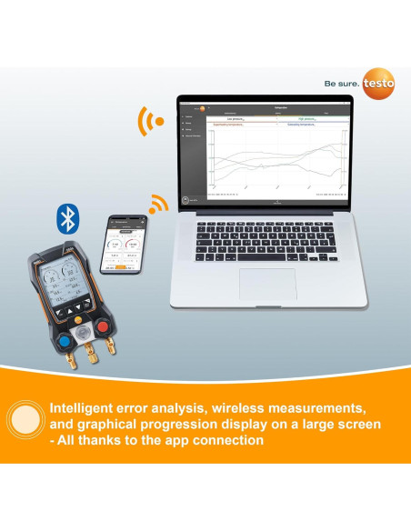 Kit de Manómetros Digitales Testo 550s con 2 Termómetros y 3 Mangueras