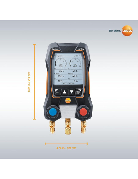 Kit de Manómetros Digitales Testo 550s con 2 Termómetros y 3 Mangueras