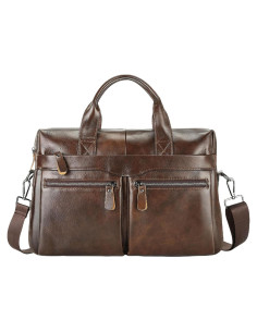 Maletín de Cuero Vintage Marrón Café para Laptop 39.88 cm