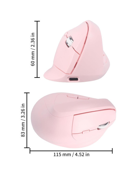 Ratón Vertical Ergonómico Inalámbrico Bluetooth Dtobhars 1600 DPI Rosa Ratón Vertical Ergonómico Inalámbrico Bluetooth Dtobhars 1600 DPI Rosa