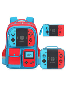 Set de 3 Mochilas Gamer para Niños con Almuerzo - 43 cm