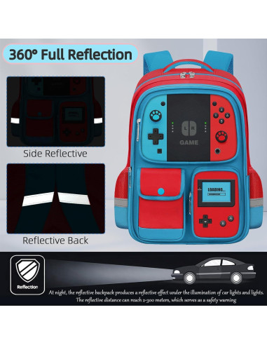 Set de 3 Mochilas Gamer para Niños con Almuerzo - 43 cm