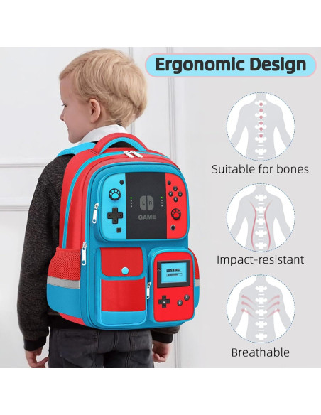 Set de 3 Mochilas Gamer para Niños con Almuerzo - 43 cm
