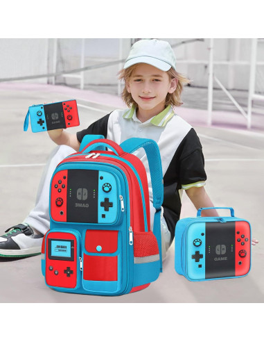 Set de 3 Mochilas Gamer para Niños con Almuerzo - 43 cm