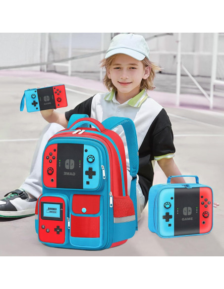 Set de 3 Mochilas Gamer para Niños con Almuerzo - 43 cm