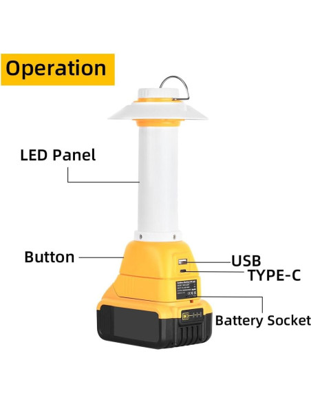 Linterna 800LM Weixblixian Compatible Batería Dewalt 20V Max