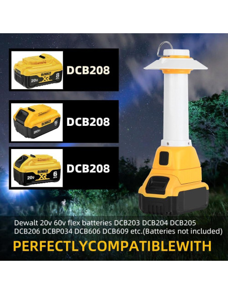 Linterna 800LM Weixblixian Compatible Batería Dewalt 20V Max