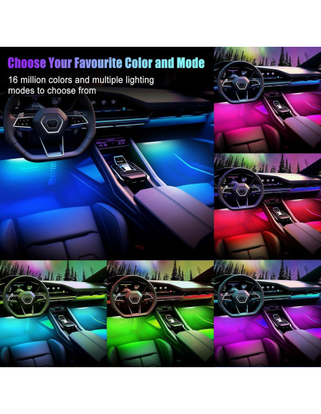 Luces LED RGB para Interior de Automóvil Honalia, Control APP
