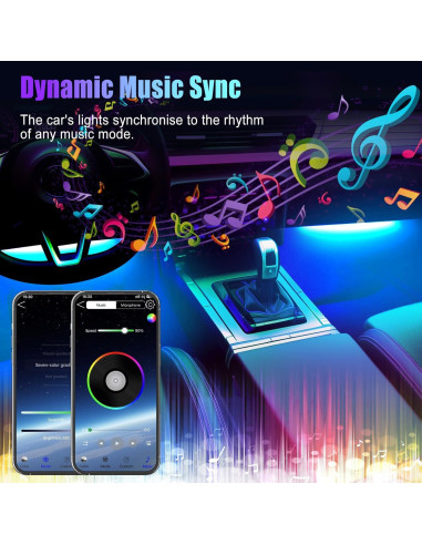 Luces LED RGB para Interior de Automóvil Honalia, Control APP