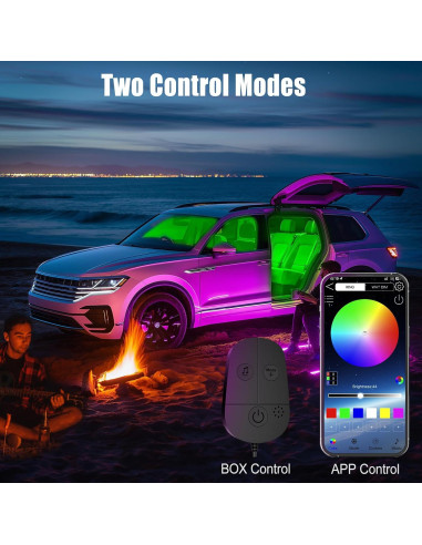 Luces LED RGB para Interior de Automóvil Honalia, Control APP