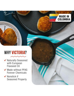 Cacerola de Hierro Fundido Victoria 0.5 Cuartos Sazonada 2