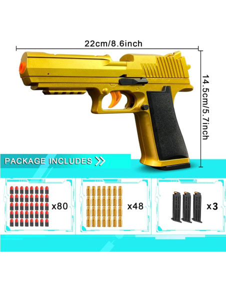 Pistola de Juguete LBDREXZ con Balas Blandas EVA - Oro