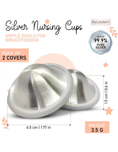 Copas de Lactancia de Plata Pura 999 - Alivio para Pezones