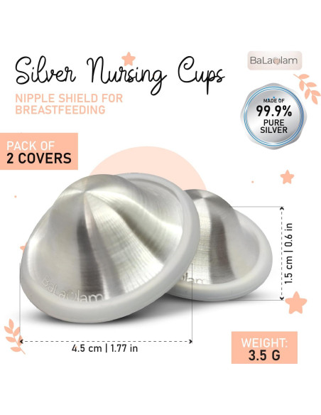 Copas de Lactancia de Plata Pura 999 - Alivio para Pezones
