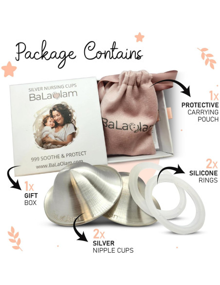 Copas de Lactancia de Plata Pura 999 - Alivio para Pezones