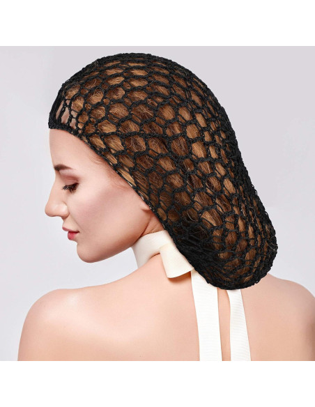 3 Gorras de Red de Cabello de Rayón Suave para Dormir - Negro