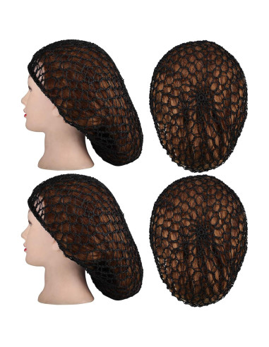 3 Gorras de Red de Cabello de Rayón Suave para Dormir - Negro