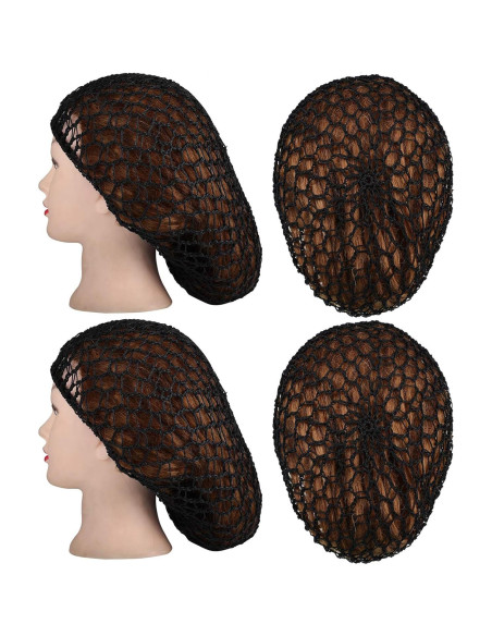 3 Gorras de Red de Cabello de Rayón Suave para Dormir - Negro