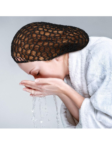 3 Gorras de Red de Cabello de Rayón Suave para Dormir - Negro