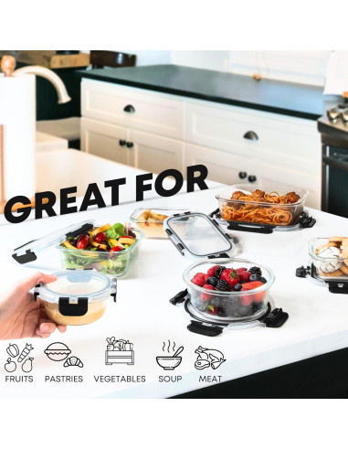 Contenedores de Almacenamiento de Vidrio Razab 30 PC - A prueba de Aire