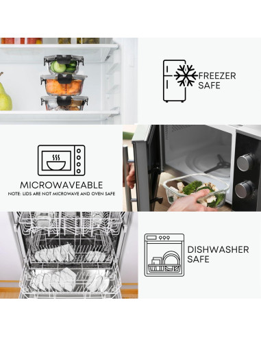 Contenedores de Almacenamiento de Vidrio Razab 30 PC - A prueba de Aire