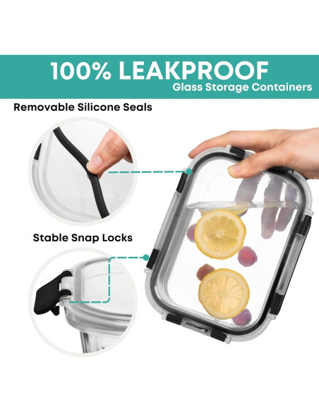 Contenedores de Almacenamiento de Vidrio Razab 30 PC - A prueba de Aire