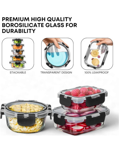 Contenedores de Almacenamiento de Vidrio Razab 30 PC - A prueba de Aire