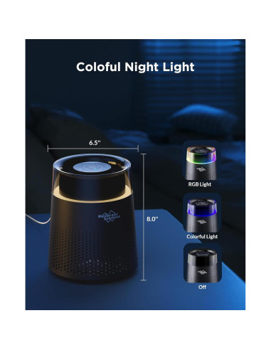 Purificador de aire MSB5 HEPA H13 para dormitorio - Negro